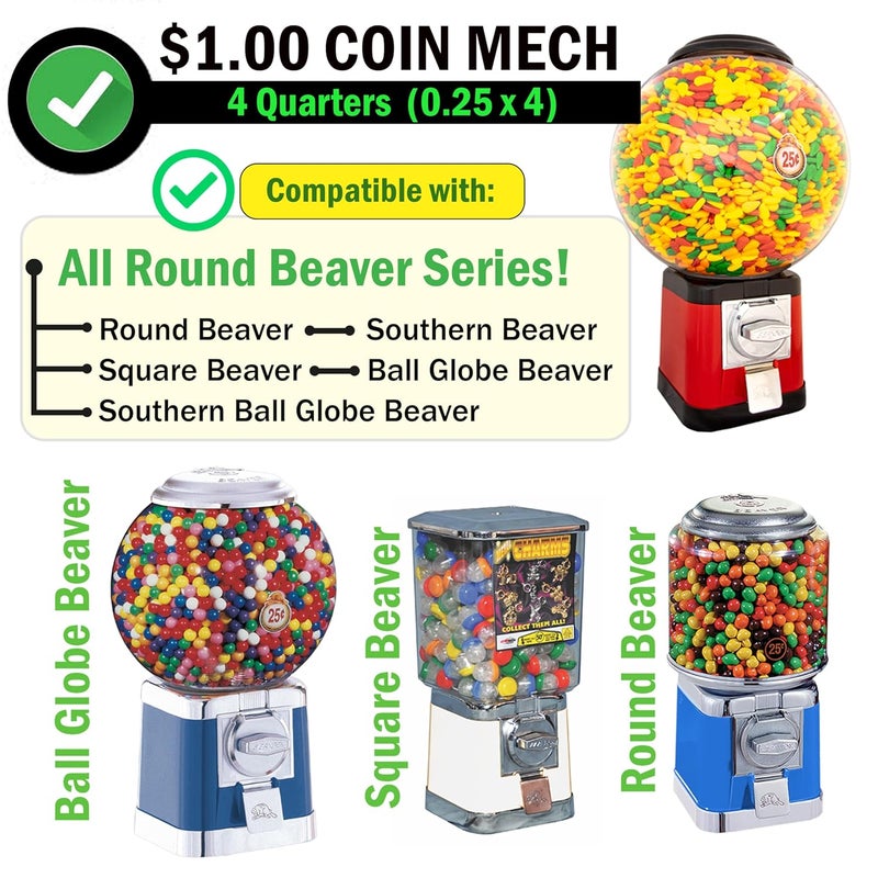 ACKSTAR Store Coin Mechanism for Beaver Machines. 1 Dollar Purchase Coin Mech for Beaver Gumball Machine Candy Machine. Fit SB, RB, SB & BGB Replacement Part for Gumballs and Candy Vending Machines - New - Image 2